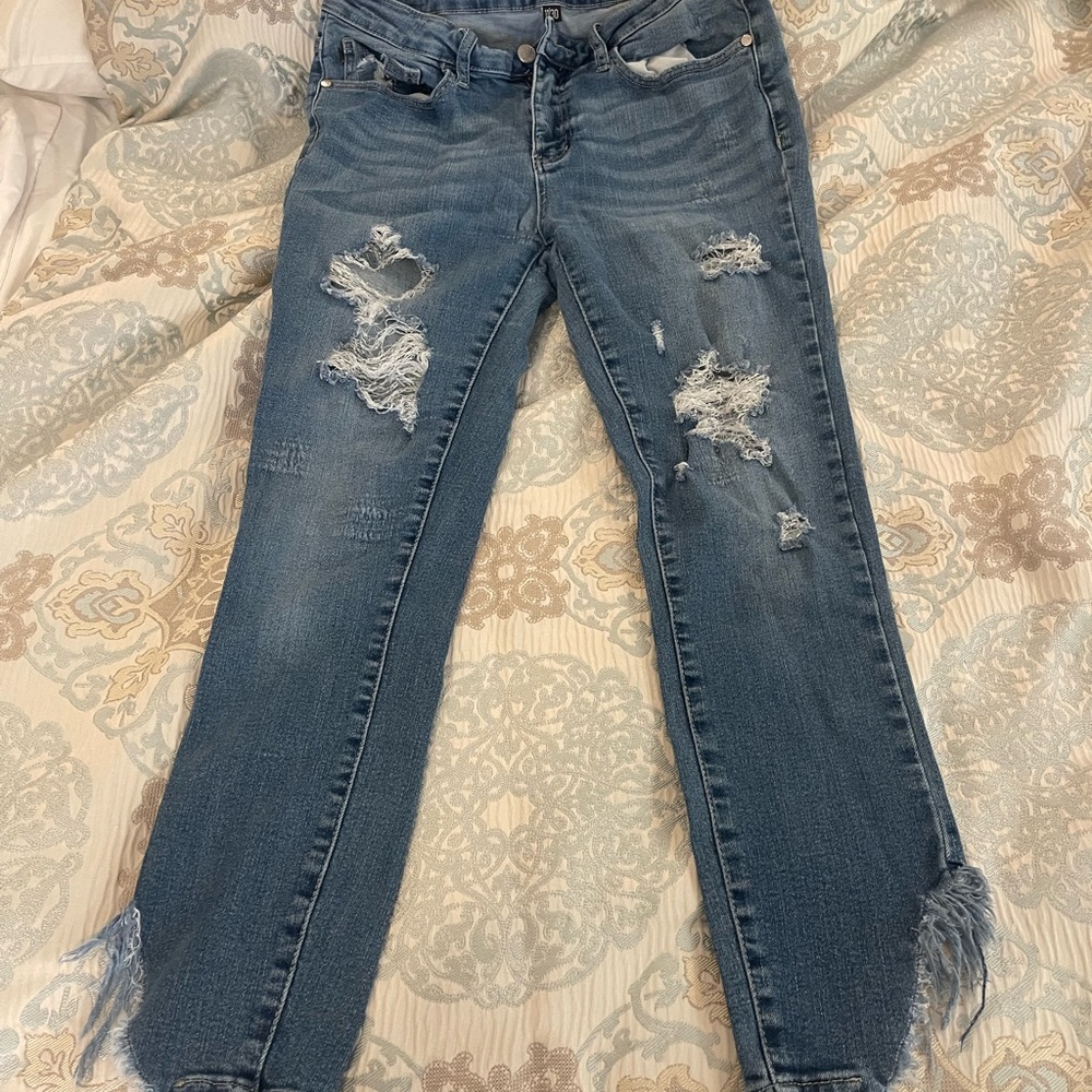 Judy Blue Distressed Skinny Jeans in Blue